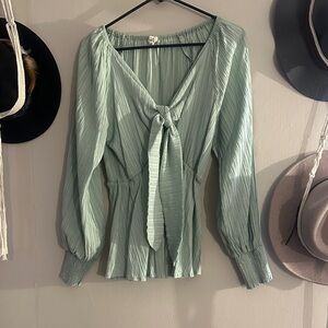 1.4.3. Story by Line Up Light Green Tie-Front Blouse